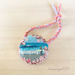 満開の桜とサーファーの手刺繍ヘアゴム 