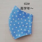 【送料無料】☆の立体マスク　高学年から大人size　男の子　シンプル　星柄　水色