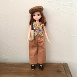 リカちゃん服　茶色のボタニカルコーデ