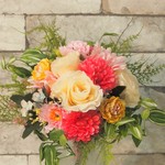 ウェディングパステルブーケ・ブートニアセット(造花)　結婚式　二次会　ナチュラル　パーティ　アートフラワー