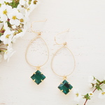 Vintage Green Swarovskiフープピアス
