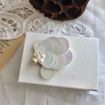 期間限定 ！送料無料♡オーガンジー刺繍のホワイトスパンコールブローチ