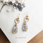 紫陽花・かすみ草☆揺れるしずく型イヤリング・ピアス★・。送料無料　レジン