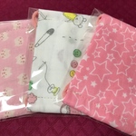 キッズ用ダブルガーゼマスク3枚セット(ピンクネコちゃん+白地+ピンク星)