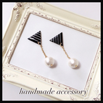 トライアングル♡チェーンパールピアス
