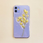 𖨰スターチスの立体スマホケース𖨰【全機種対応】 iPhone 8 XR 11 pro Galaxy HUAWEI Xperia Android他　ドライフラワーシンプル クリア　春  イエローグリーン