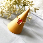 【5号のみ】バイカラーストーンのピンキーリング(gold×レクタングル peachpink)