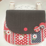 移動ポケット＊パッチワーク柄＆デニム＊はんかちポーチ