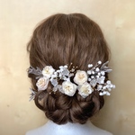 ヘアパーツ❀ カスミソウ アジサイ 小枝 プリザーブドフラワー ドライフラワー 和装 ゴールド フラワーモチーフ hpf22