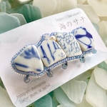 人魚のシー陶器バレッタ（青の雫）