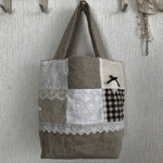 ＊ Kaさまご依頼品＊ 大人可愛い♡リボンとイニシャル刺繍のリネンバック＊