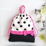 モノトーンドットとピンクドットのお着替え袋 体操服袋