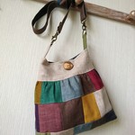 リネンのパッチワークポシェット　ショルダーバッグ