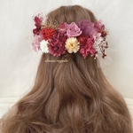 【再販】cassis red misty pink tulle ribbon ヘッドドレス 卒業式 ウエディング 髪飾り