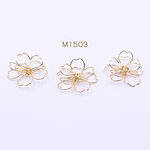 送料無料 20個 チャームパーツ ワイヤーフラワー 桜 34×35mm ゴールド【20ヶ】 M1503