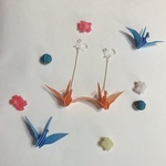 折り鶴のノンホールピアス