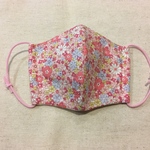 立体キッズマスク　花柄ピンク　ＳＳサイズ ハンドメイド