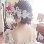 オーガンジーリボン♡かすみ草髪飾り(プリザーブドフラワー)set