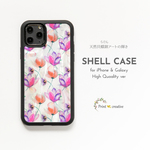 【iPhone12/Galaxy対応】天然貝ハイクオリティシェルスマホケース★天然貝×フレキシガラス（チューリップ）螺鈿アート 11pro GalaxyS20 plus iPhoneSE2 第二世代