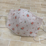 上品♡ローズ柄♡ハンドメイド♡ダブルガーゼ♡大人♡女性立体マスク♡