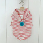 犬服・melodyボーダーフーディTee_Red