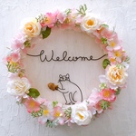 食いしん坊猫のWelcomeお花見リース