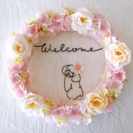 振り向くトイプードルのWelcome桜リース