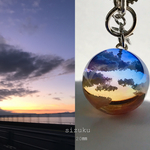 20㎜ 別府湾の夕焼け空  雲レジンキーホルダー