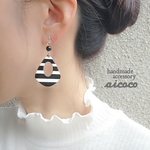 モノトーンボーダー＆オニキス　イヤリング/ピアス