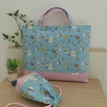 【オーダ－予約品】ｙ様専用＊北欧のどうぶつ柄　レッスンバッグ＆巾着