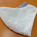 最終追加！【NEW！】美・立体マスク＊白総刺繍×ネイビーボーダー ♪リバーシブル 大人用