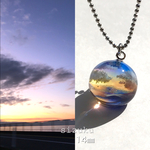 雲レジン 別府湾の海と夕焼け空ネックレス