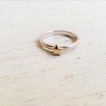  Pinky Size☆ Gold Star Silver925 Ring