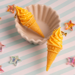食品サンプル　ソフトクリームマンゴ　イヤリング