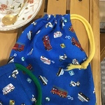 ⭐️本日のお買い得⭐️働く車18.5×17❤️男の子ひも色12色可愛いコップ袋、歯ブラシ袋、マスク袋などに(ひも2本タイプにもできます)