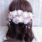 yuuu様ご専用オーダー＊カラーオーダーOK！アジサイ×オーロラかすみ草×パールシャワー＊ヘッドドレス＊プリザーブドフラワー
