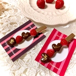 チョコとイチゴのヘアクリップ（送料込み）