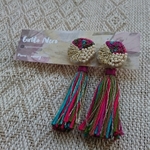 ビビットマルチカラー刺繍×タッセルピアス