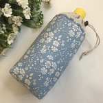 リバティ　ふわふわ ペットボトル 哺乳瓶 カバー　保温　カペル　水色