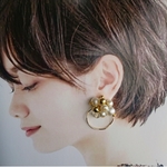 大ぶり✳華奢ゴールドフープ×クリア×パールピアス・イヤリング  