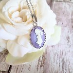 Holly Hobbie★カメオのネックレス＜ラベンダー×シルバー×レース＞