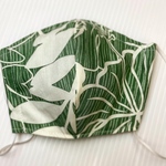 お洒落でハワイアンな立体マスク手作りキット　大人マスク　細平ゴムプレゼント※なくなり次第細平ゴムプリントは終了　ハイビスカス緑
