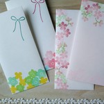 ◇su…様ご予約品◇消しゴム版画「シール付伊勢和紙製のし袋(桜、パステルカラーの花模様）」