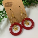 レッド×ゴールドフラワーの大ぶりピアス・イヤリング♡