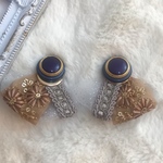 【ピアス・イヤリング】ヴィンテージボタン ×刺繍リボン♡一点モノ‼︎