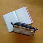 ☆新作☆たくさん入る帆布ペンケース　チャコールグレー×マッシュルーム