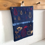 刺繍なべつかみ『フルーツ果汁』 紺