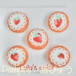 【ハンドメイド】ぷっくり 画鋲 イチゴ柄 かわいい ポップ オレンジ