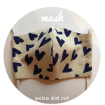 ●洗える!立体布マスク● heart♡［navy］コットンリネン　ハート柄　ギンガムチェック　ダブルガーゼ　大人用