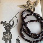 【2コセット】czech beads#チェコビーズ　snake head 30×12㎜　jet black/copper